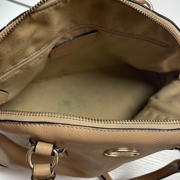 Vintage Coach Satchel Leather Crossbody Bag Tan 12"x9"x5" - Picture 7 of 9